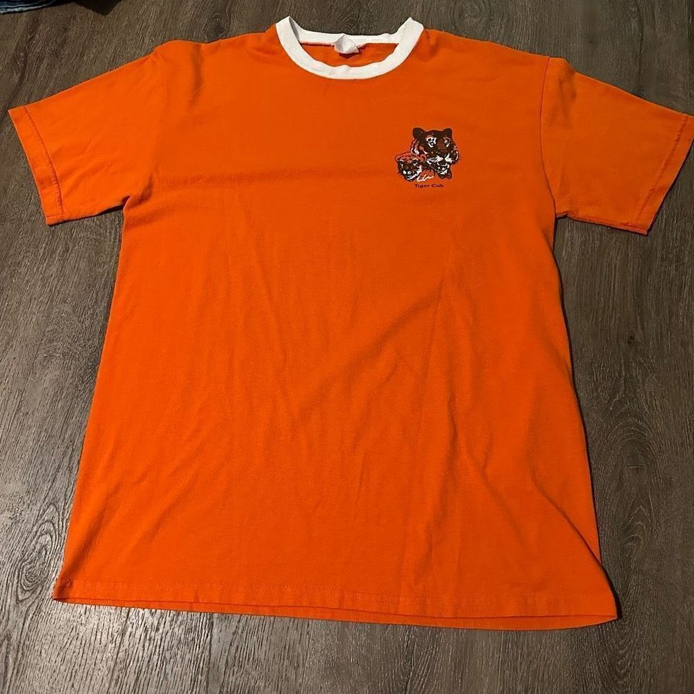 Vintage Boy Cub Scouts Tiger Cub Orange T-Shirt Ringer Neckline Official Mens M